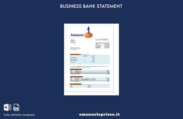 stile verificato Modello di estratto conto dell'organizzazione bancaria Rabobank